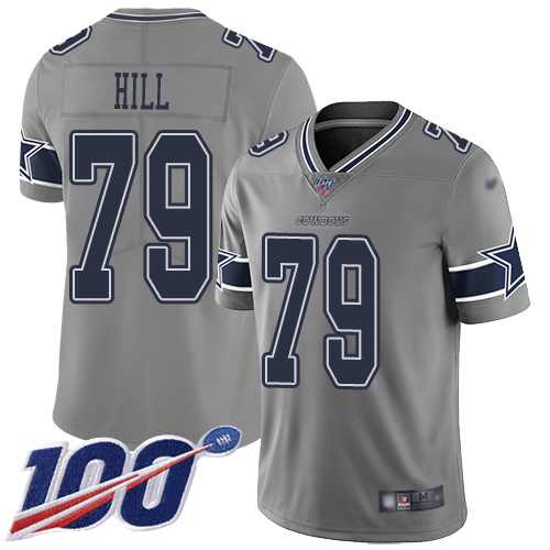 Men Dallas Cowboys Limited Gray Trysten Hill #79 100th Season Inverted Legend NFL Jersey->women nfl jersey->Women Jersey